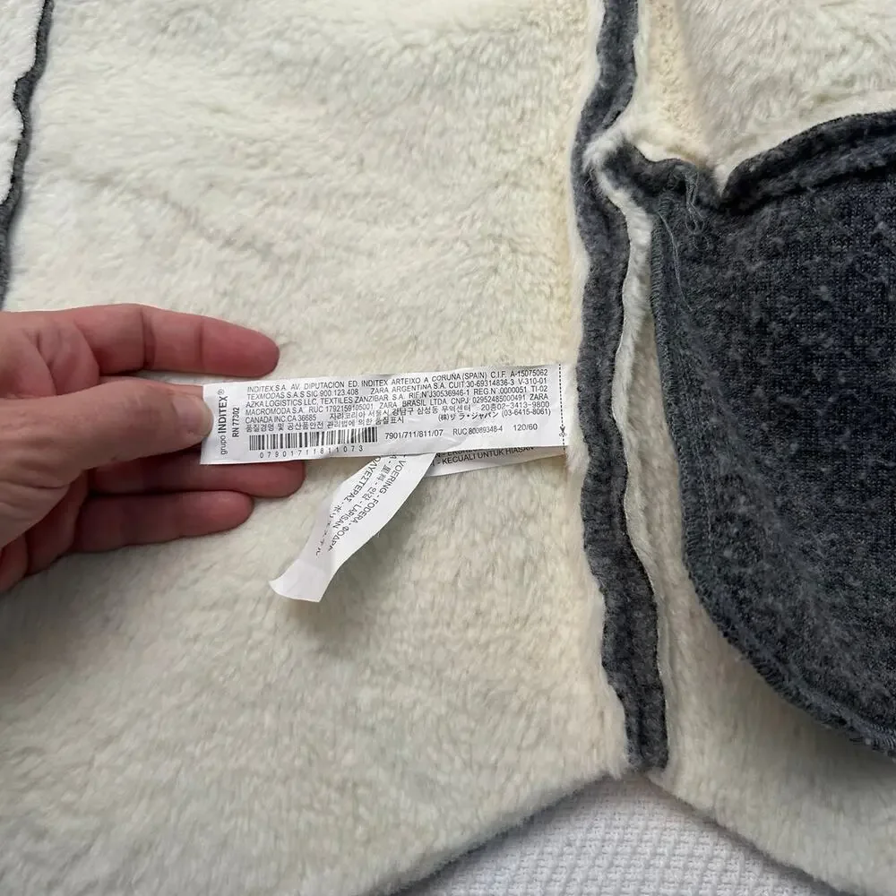 Zara knitwear fuzzy patch felt jacket